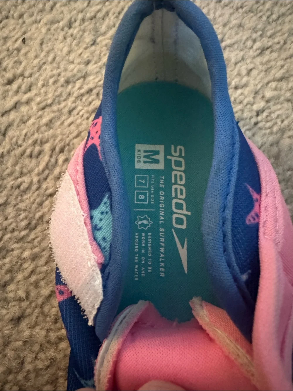 Speedo Navy Water Shoes with Pink Strap and Starfish Print